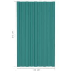 Vidaxl Strešné panely 12 ks pozinkovaná oceľ zelené 80x45 cm