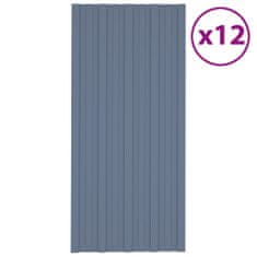 Vidaxl Strešné panely 12 ks pozinkovaná oceľ sivé 100x45 cm