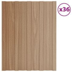 Vidaxl Strešné panely 36 ks pozinkovaná oceľ bledé drevo 60x45 cm