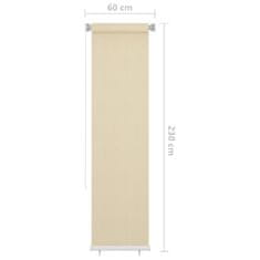 Vidaxl Vonkajšia zatemňovacia roleta krémová 60x230 cm HDPE