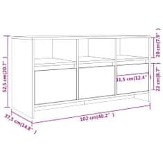 Vidaxl TV skrinka sivý dub 102x37,5x52,5 cm drevotrieska