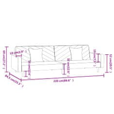 Vidaxl 2-miestna rozkladacia pohovka s 2 vankúšmi a podnožkou krémová zamatová