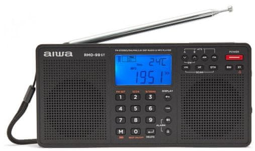 štýlový rádioprijímač aiwa RMD-99 ST aux in fm pll tuner multifunkčný displej pekný zvuk slúchadlový výstup