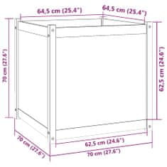 Vidaxl Záhradný kvetináč biely 70x70x70 cm borovicový masív