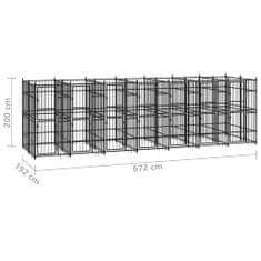 Vidaxl Vonkajší koterec pre psov oceľový 12,9 m²