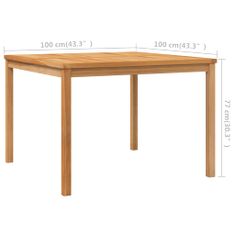 Petromila vidaXL Záhradný jedálenský stôl 110x110x77 cm masívne tíkové drevo