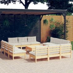 Petromila vidaXL 13-dielny záhradný set s krémovými vankúšmi borovicové drevo