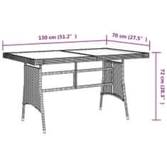 Petromila vidaXL Záhradný stôl čierny 130x70x72 cm polyratan a akáciový masív