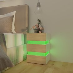 Vidaxl LED nočný stolík biely a dub sonoma 45x35x67 cm drevotrieska