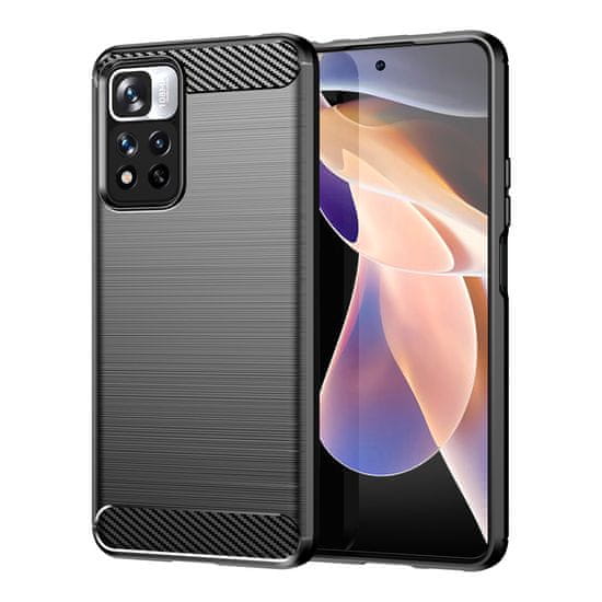 IZMAEL Carbon Shield TPU puzdro pre Xiaomi Redmi Note 11 Pro/Poco X4 NFC - Čierna KP15279