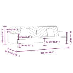 Vidaxl 2-miestna rozkladacia pohovka s 2 vankúšmi a podnožkou krémová látková
