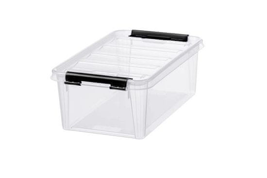 SMARTSTORE Úložný box "Classic 5", priehľadný, plast, 3,6 l, čierne úchytky, 3456070