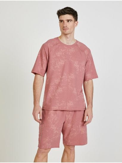 Calvin Klein Ružové pánske vzorované tričko na spanie Calvin Klein Underwear