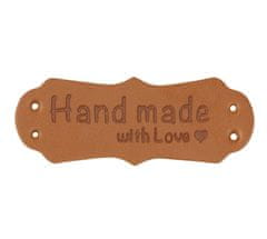 MaDe Nášivka Hand with love - 40x15 mm - hnedá