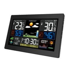 Solight meteostanica, XL farebný LCD, teplota, vlhkosť, tlak, RCC, čierna, TE81XL