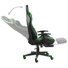 Petromila vidaXL Otočná herná stolička s opierkou nôh zelená PVC
