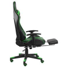 Vidaxl Otočná herná stolička s opierkou nôh zelená PVC