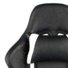 Vidaxl Otočná herná stolička s opierkou nôh biela PVC