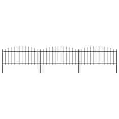 Vidaxl Záhradný plot s hrotmi, oceľ (0,5-0,75)x5,1 m, čierny