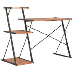 Vidaxl Stôl s poličkami, čierno hnedý 116x50x93 cm