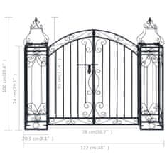 Vidaxl Ozdobná záhradná brána 122x20,5x100 cm kované železo