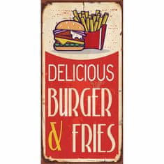 Retro Cedule Ceduľa Delicious Burger & Fries