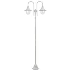 Vidaxl Záhradná stĺpová lampa E27 220 cm hliníková 2 lampáše biela