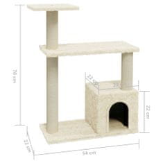 Vidaxl Škrabadlo pre mačky so sisalovými stĺpikmi krémové 70 cm