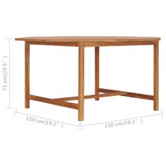 Petromila vidaXL Záhradný stôl 150x150x75 cm, tíkový masív