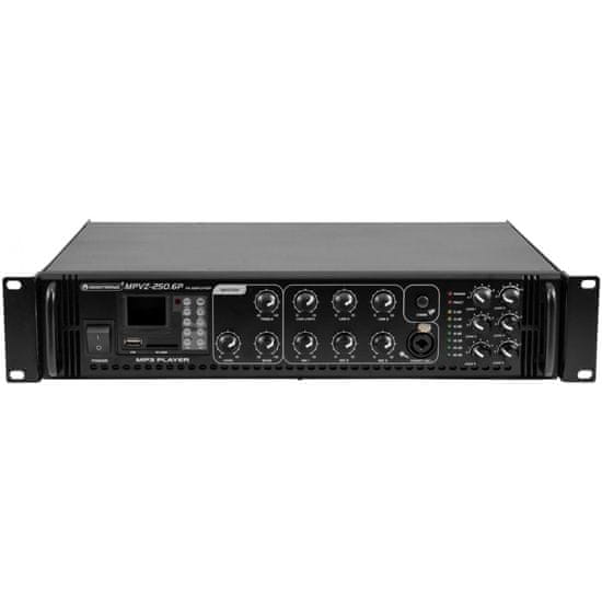 Omnitronic MPVZ-250.6P, 100V 6-zónový mixážny zosilňovač, 250W, MP3