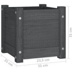 Vidaxl Záhradné kvetináče 2 ks sivé 31x31x31 cm borovicový masív