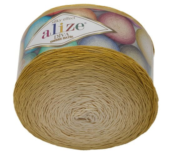 Alize Priadza DIVA ombre batik - 250g / 875 m - horčicová