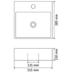 Petromila vidaXL Umývadlo s otvorom na batériu, keramika, čierne 51,5x38,5x15 cm