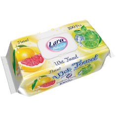 LARA vlhčené obrúsky 100 ks klip grapefruit & lemon