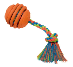 Nobby Hračka pre psy Gumená lopta s lanom ø10cm oranžová