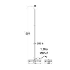 ACA ACA Lighting stojacia lampa chróm kov 1XE27 čierny kábel hranatá základňa H123cm bez tienidla MIX a MATCH MF15018CHB