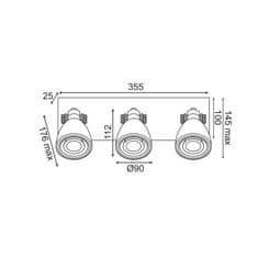 ACA ACA Lighting nástenné bodové svietidlo 3XGU10 biela terrazzo 36X15X18CM DINO AR1823W36WT