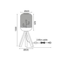 ACA ACA Lighting stojacia lampa 3XE27 drevo plus čierny kov D54XH130CM PAROT TF503F130BK