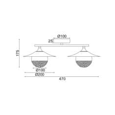 ACA ACA Lighting nástenné svietidlo 2XG9 meď/čierny kov plus sklo 20X47X18CM HYDRA HL4302W47BC