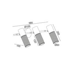 ACA ACA Lighting nástenné svietidlo 3XE27 čierna kov 58X16X20CM ALCATRAZ OD603S58BK