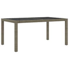 Petromila vidaXL Záhradný stôl 150x90x75 cm tvrdené sklo a polyratan sivý