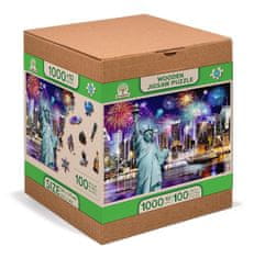 Wooden city Drevené puzzle Nočná New York 2v1, 1000 dielikov EKO