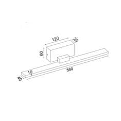 ACA ACA Lighting nástenné svietidlo LED 16W 3000K 1040LM čierny kov IP44 56X7X7CM CHLOE PN19LEDW56BK