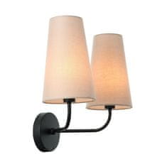 ACA ACA Lighting nástenné svietidlo 2XE14 čierny kov plus béžové tienidlo 38X22XH33CM TUSCAN HL35422W38BG