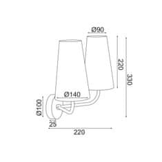 ACA ACA Lighting nástenné svietidlo 2XE14 čierny kov plus béžové tienidlo 38X22XH33CM TUSCAN HL35422W38BG