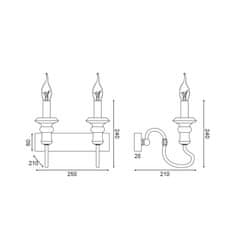 ACA ACA Lighting nástenné svietidlo 2XE14 antická / hrdza kov 25X21X24CM TOULOUSE EG172W25R