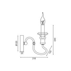 ACA ACA Lighting nástenné svietidlo 1XE14 antická / hrdza kov 12X21X24CM TOULOUSE EG171W12R