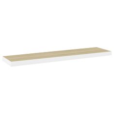 Vidaxl Plávajúce nástenné police 4 ks dub a biele 90x23,5x3,8 cm MDF