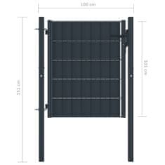 Petromila vidaXL Plotová brána, PVC a oceľ 100x101 cm, antracitová 