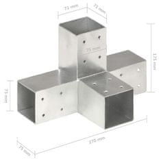 Vidaxl Trámové spojky 4 ks v tvare X 71x71 mm pozinkovaný kov